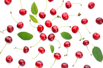 Obraz na płótnie Canvas Tasty ripe cherry on white background