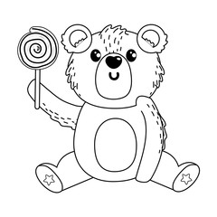 Isolated bear cartoon with sweet food design