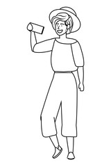 Avatar woman with smartphone design