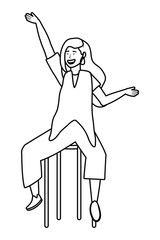 Isolated woman with chair design