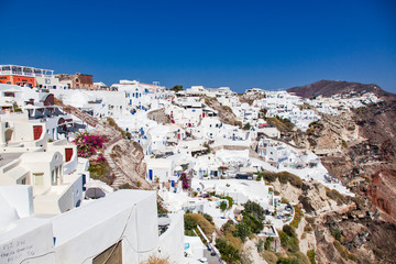 Fototapeta premium traditional white houses in Santorini, Cyclades islands Greece - amazing travel destination