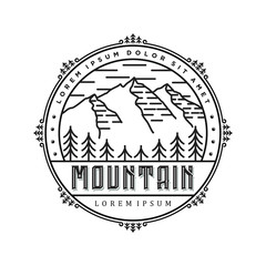 Mountain outdoor adventure logo design, vintage style simple minimalist.