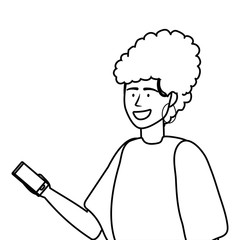 Avatar woman with smartphone design