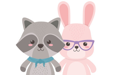 Rabbit and raccoon cartoon design