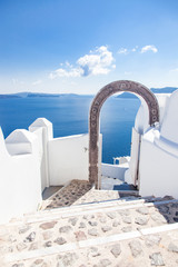 Obraz na płótnie Canvas traditional white houses in Santorini, Cyclades islands Greece - amazing travel destination
