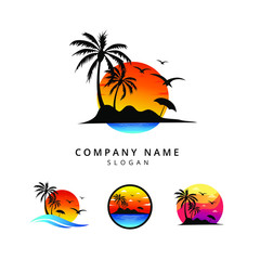 Set of sunset logo vector template