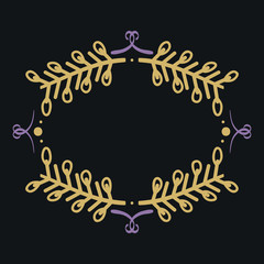 circular leafs crown frame boho style