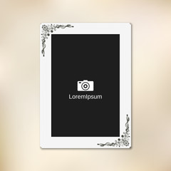 Paper photo frame vector template