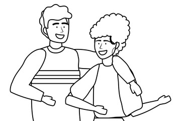 Couple of woman and man design