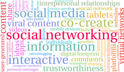 Social Networking Word Cloud on a white background. 