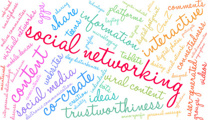 Social Networking Word Cloud on a white background. 