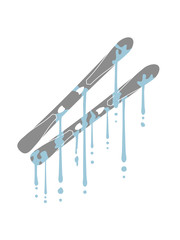 ski bretter schmelzend wasser tauen graffiti tropfen 2 fahren sport winter urlaub ferien schnee kalt spaß hobby clipart logo design cool longboard snowboard piste runter berge team