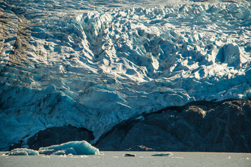 Columbia glacier close-up in Prince William Sound in Alaska