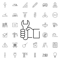 wrench in hand icon. Universal set of construction for website design and development, app development