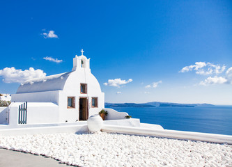 traditional white houses in Santorini, Cyclades islands Greece - amazing travel destination