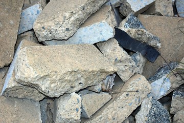 Pile of demolished concrete blocks
