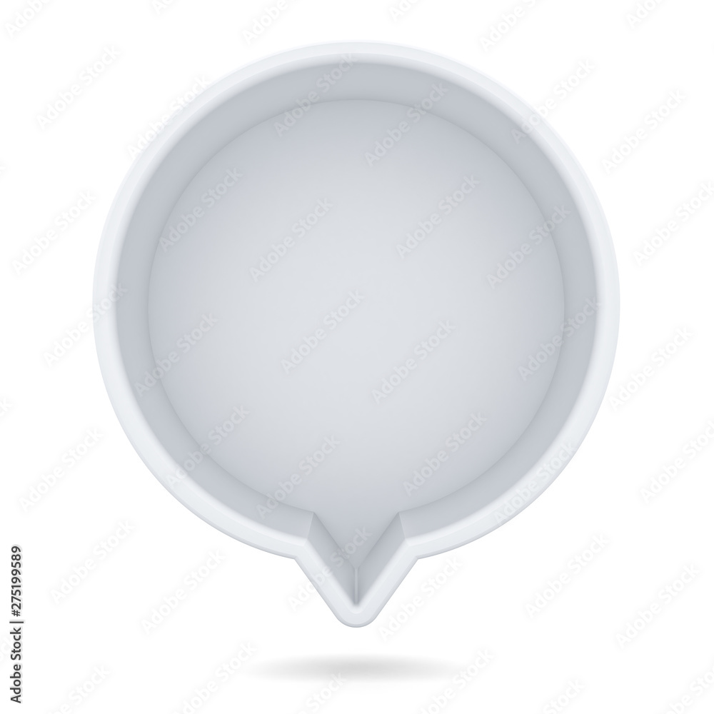 Poster Blank white round speech bubble pin isolated on white background with shadow 3D rendering