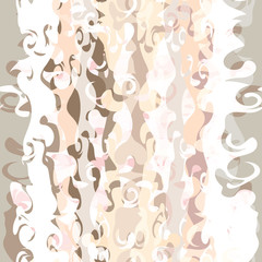 Abstract seamless pattern with warped, marbled shapes in white, pink, sage, olive and smoky grey