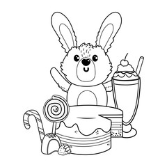 Isolated rabbit cartoon with sweet food design
