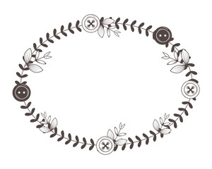 Button and wreath of tailor shop design