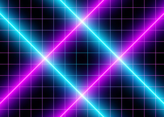 3D Neon Cyberspace Blue and  Violet Lights