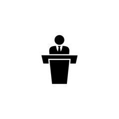 Businessman behind podium