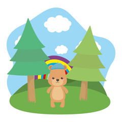 Bear cartoon with hat design