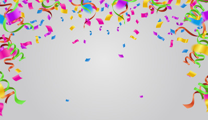 Fototapeta premium Colorful birthday balloons and confetti - vector background