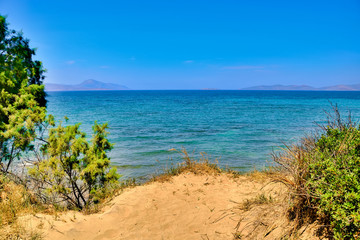 Fototapeta na wymiar Beach and sea on the island Kos in Greece