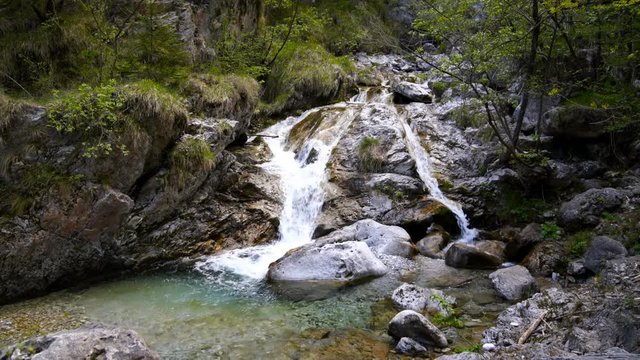 Waterfall at the Val Vertova river near Bergamo,Seriana Valley,Italy,
