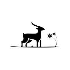 horned deer who are lonely and starving logo vector