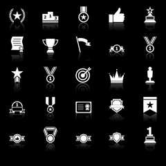 Victory icons with reflect on black background