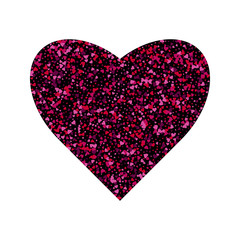 Vector confetti splash in the shape of a heart. Valentines Day background congratulation card. Heart shape of a lot of small hearts on a white background.