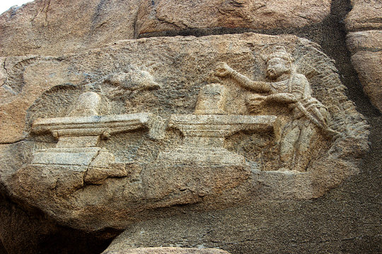 Bas Relief Carving on Rock Face