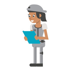 Construction worker smiling cartoon isolated