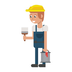 Construction worker smiling cartoon isolated