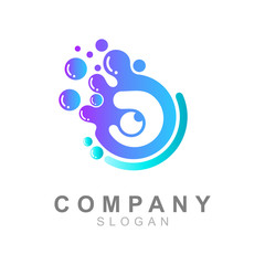 letter j logo that is in the circle of water and there is a ball eye, logo ready to use