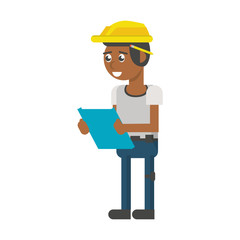 Construction worker smiling cartoon isolated