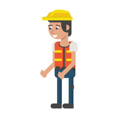Construction worker smiling cartoon isolated