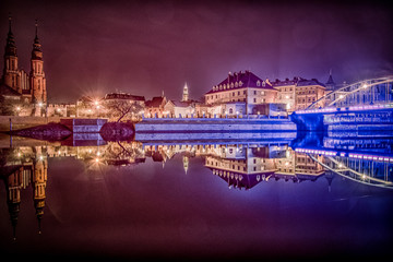 Opole panorama starego miasta nad Odrą