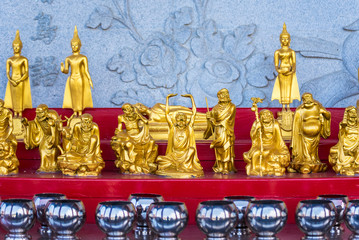 Golden buddha image, Chinese Temple Wat Borom Racha Kanchanapisek Anusorn (Leng nuei Yee 2), Thailand.
