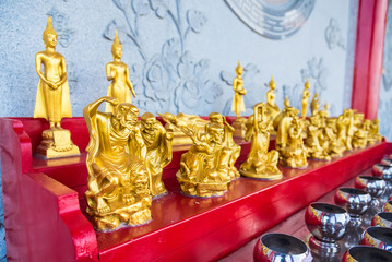 Golden buddha image, Chinese Temple Wat Borom Racha Kanchanapisek Anusorn (Leng nuei Yee 2), Thailand.