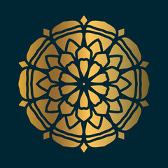 Fototapeta premium Golden vintage mandala art with circle abstract ornament. Mandala pattern background