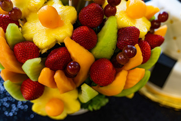 Edible Fruit basket arrangement with a variety of fruits