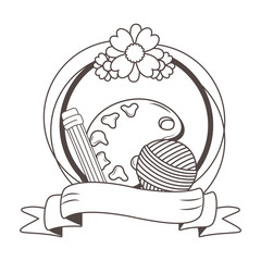 Paint palette pencil and yarn design