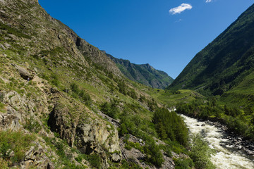 Chulishman valley in mountain Altay the road to Uchar