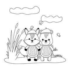 Bear and fox cartoon design