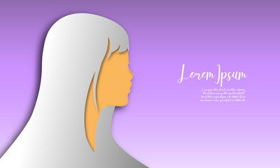 Long hair women paper craft design wallpaper