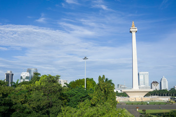 Fototapeta premium Jakarta city view from Gambir Station. Monas is landmark for Jakarta, Indonesia 