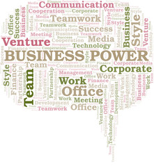 Business Power word cloud. Collage made with text only.